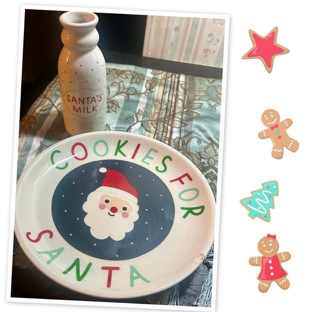 Santa's Cookie Set Kate & Milo Cookie Plate, Milk Jug